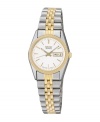 This classic two-tone bracelet watch is ideal for every day featuring precision quartz movement, hardlex crystal and date display on an easy-to-read white dial. Carries Seiko's 3-year limited warranty. 24mm