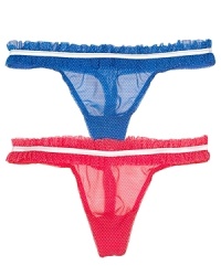 A seductively comfortable mesh thong, with romantic ruffles and bow detailing. A seductively comfortable mesh thong, with romantic ruffles and bow detailing.