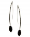 Display a bold touch with Judith Jack's drop earrings. The pair is crafted from sterling silver with marquise-shaped onyx (5-1/4 ct. t.w.) and marcasite (1/2 ct. t.w.) adding tones that are dark and dynamic. Approximate drop: 2-6/10 inches. Approximate diameter: 1 inch.