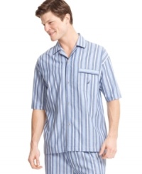 Sheer comfort. Let this Nautica pajama shirt take you off to sleep in style. Sheer comfort. Let this Nautica pajama shirt take you off to sleep in style.