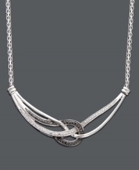 Tie your look together in a chic knot of contrasting color. Wrapped in Love™ necklace features a chic knot design that sparkles with the addition of round-cut white diamonds (1/8 ct. t.w.) and black diamonds (1/8 ct. t.w.). Crafted in sterling silver. Approximate length: 16 inches. Approximate drop width: 2 inches. Tie your look together in a chic knot of contrasting color. Wrapped in Love™ necklace features a chic knot design that sparkles with the addition of round-cut white diamonds (1/8 ct. t.w.) and black diamonds (1/8 ct. t.w.). Crafted in sterling silver. Approximate length: 16 inches. Approximate drop width: 2 inches.