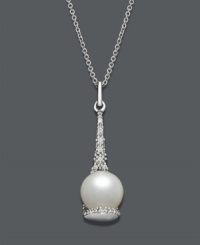 Scoop up instant style with a sophisticated spoon-shaped pendant. Crafted in sterling silver, a cultured freshwater pearl (8 mm) serves as the focal point while round-cut diamonds (1/10 ct. t.w.) add extra shine. Approximate length: 18 inches. Approximate drop: 1 inch. Scoop up instant style with a sophisticated spoon-shaped pendant. Crafted in sterling silver, a cultured freshwater pearl (8 mm) serves as the focal point while round-cut diamonds (1/10 ct. t.w.) add extra shine. Approximate length: 18 inches. Approximate drop: 1 inch.