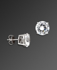 Get glamour without the guilt! CRISLU studs feature 8 carats of eye-popping cubic zirconia sparkle. Crafted in polished platinum over sterling silver. Get glamour without the guilt! CRISLU studs feature 8 carats of eye-popping cubic zirconia sparkle. Crafted in polished platinum over sterling silver.