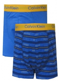 Calvin Klein Blue and Gold 2 Pack trunks for boys (8/10) Calvin Klein Blue and Gold 2 Pack trunks for boys (8/10)