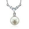 14k White Gold Natural Diamond and Pearl Necklace - 18- Certificate of Authenticity