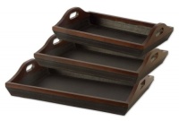 Set of 3 Trays with Mahogany Finish Set of 3 Trays with Mahogany Finish