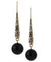 Kenneth Cole New York goes for the bold with this pair of drop earrings. Black glass crystal mingles with gold-tone mixed metal in a stunning display. Approximate drop: 2-1/4 inches.