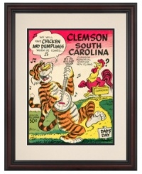 It's a winner! The Tigers kicked off the celebration early with this, now vividly restored, cover art from the 1960 Clemson-South Carolina football program. With team spirit like this, the Gamecocks never even had a chance. It's a winner! The Tigers kicked off the celebration early with this, now vividly restored, cover art from the 1960 Clemson-South Carolina football program. With team spirit like this, the Gamecocks never even had a chance.