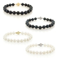 14k White or Yellow Gold 7-7.5mm White or Black Akoya Cultured Pearl Bracelet 14k White or Yellow Gold 7-7.5mm White or Black Akoya Cultured Pearl Bracelet