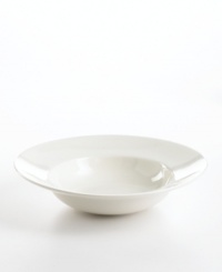 Keep it simple with Martha Stewart Collection dinnerware. The dishes are great for cozy dinners at home in easy-care porcelain. This small pasta bowl combines a wide rim and clean white glaze that works flawlessly with any dinnerware pattern and decor. Keep it simple with Martha Stewart Collection dinnerware. The dishes are great for cozy dinners at home in easy-care porcelain. This small pasta bowl combines a wide rim and clean white glaze that works flawlessly with any dinnerware pattern and decor.