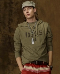 The always-indispensable fleece hoodie transitions from a casual essential to a rugged downtown favorite with a surplus-inspired graphic. The always-indispensable fleece hoodie transitions from a casual essential to a rugged downtown favorite with a surplus-inspired graphic.