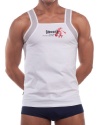 Croota Mens Tank Top, Undershirt, Gymwear, Square Cut, White (Grey Trim)