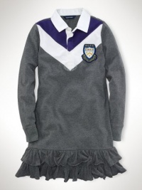 Ralph Lauren Chevoron Rugby Dress Ruffles Girls Size Large (12-14) Grey Ralph Lauren Chevoron Rugby Dress Ruffles Girls Size Large (12-14) Grey