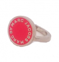 Marc by Marc Jacobs Classic Marc Enamel Logo Disc Ring Fluoro Pink Silver M5113038