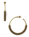 In antique gold with beaded detailing, ABS by Allen Schwartz beaded hoop earrings will take the simplest looks into eye-catching territory. Wear them for an instant wow factor.