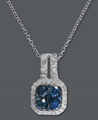 What's sparkle without a little color? Bella Bleu by Effy Collection adds vivacity to this stunning square-shaped pendant with the addition of round-cut blue diamonds (3/4 ct. t.w.). Set in 14k white gold and trimmed with round-cut white diamonds (1/4 ct. t.w.). Approximate length: 18 inches. Approximate drop: 5/8 inch. What's sparkle without a little color? Bella Bleu by Effy Collection adds vivacity to this stunning square-shaped pendant with the addition of round-cut blue diamonds (3/4 ct. t.w.). Set in 14k white gold and trimmed with round-cut white diamonds (1/4 ct. t.w.). Approximate length: 18 inches. Approximate drop: 5/8 inch.