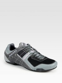 Exceptionally modern oxford sneaker with logo embroidery detailed in a suede, leather and mesh upper.Suede/leather/mesh upperPadded insoleRubber soleImported Exceptionally modern oxford sneaker with logo embroidery detailed in a suede, leather and mesh upper.Suede/leather/mesh upperPadded insoleRubber soleImported