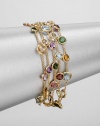 From the Mini Jaipur Collection. Colorful strands of semi-precious, faceted stones set in hand-engraved 18k gold. May include amethyst, light amethyst, green amethyst, iolite, garnet, green garnet, orange garnet, tourmalines, citrine, lemon citrine, peridot, pink quartz, smoky quartz and topazLength, about 7Lobster clasp closureMade in ItalyPlease note: Stones may vary. 