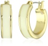 Anne Klein Union Square Gold-Tone Ivory Enamel Hoop Earrings