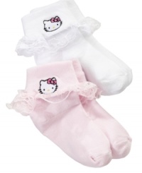 Purr-fect for her tiny toes. Sweeten up her outfit with a pair of these socks from this Hello Kitty two pack. Purr-fect for her tiny toes. Sweeten up her outfit with a pair of these socks from this Hello Kitty two pack.