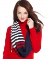 When it comes to winter accessorizing, show your stripes, like with this preppy-chic infinity scarf from Tommy Hilfiger. It wraps up any look in an instant.