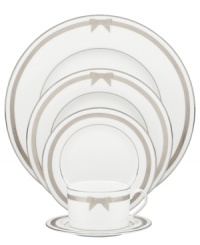 A gift to formal dining from kate spade new york, the Grace Avenue place setting offers a chic balance of fun and refined in platinum-banded bone china. Sweet grosgrain ribbons put the preppy, finishing touch on dinnerware destined for stylish tables. A gift to formal dining from kate spade new york, the Grace Avenue place setting offers a chic balance of fun and refined in platinum-banded bone china. Sweet grosgrain ribbons put the preppy, finishing touch on dinnerware destined for stylish tables.