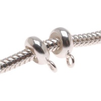 Sterling Silver Rondelle Smart Bead Spacer Stoppers With Ring - Fit Pandora - 7x3mm (2) Sterling Silver Rondelle Smart Bead Spacer Stoppers With Ring - Fit Pandora - 7x3mm (2)