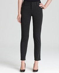 Cut a sharp silhouette in sleek MICHAEL Michael Kors pants, rendered in stretch ponte knit for effortless figure flattery. Cut a sharp silhouette in sleek MICHAEL Michael Kors pants, rendered in stretch ponte knit for effortless figure flattery.