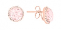 Meira T 14K Rose Gold Diamonds & 5.66ct Pink Morganite Stud Earrings