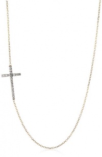 KC Designs Faithfully Yours 14k White and Yellow Gold, Diamond Side Cross Pendant Necklace, 18