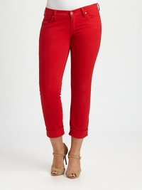 A cropped silhouette and a touch of stretch give these cotton jeans the incredible look that you will love.Button closureZip flyBelt loopsFront and back pocketsInseam, about 2599% cotton/1% Lycra®Machine washMade in USA A cropped silhouette and a touch of stretch give these cotton jeans the incredible look that you will love.Button closureZip flyBelt loopsFront and back pocketsInseam, about 2599% cotton/1% Lycra®Machine washMade in USA