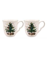 Enjoy your favorite hot beverage in these fun Happy Holidays mugs by Nikko. And feel free to reheat your drink because it's made of durable ironstone and it's microwave safe. Coordinating holiday dinnerware, dishes and flatware also available. Enjoy your favorite hot beverage in these fun Happy Holidays mugs by Nikko. And feel free to reheat your drink because it's made of durable ironstone and it's microwave safe. Coordinating holiday dinnerware, dishes and flatware also available.