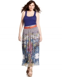 Add an exotic element to your outfit with this plus size skirt from One World, featuring a gorgeous print and flowing fit! Add an exotic element to your outfit with this plus size skirt from One World, featuring a gorgeous print and flowing fit!