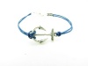 Adjustable Antique Silver Vintage Silver Anchor Bacelet with Navy Blue Rope Cuff Bracelet Vintage Bracelet 1036s