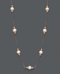 Make a solitary statement, or layer this sophisticated strand with other necklaces for a more modern look. Either way, this cultured freshwater pearl (6 mm) tin cup necklace is nothing short of extraordinary. Crafted in 14k rose gold. Approximate length: 18 inches. Make a solitary statement, or layer this sophisticated strand with other necklaces for a more modern look. Either way, this cultured freshwater pearl (6 mm) tin cup necklace is nothing short of extraordinary. Crafted in 14k rose gold. Approximate length: 18 inches.