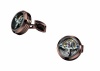 TF Est. 1968 'Tourbillon' Cufflinks Brown PVD with Silver Carbon