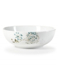 Romance blossoms at tables with the Silk Floral vegetable bowl. Modern, fuss-free porcelain from Mikasa bears artsy garden blooms in teal and cream for a look of serene grace and femininity. Romance blossoms at tables with the Silk Floral vegetable bowl. Modern, fuss-free porcelain from Mikasa bears artsy garden blooms in teal and cream for a look of serene grace and femininity.