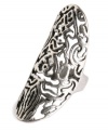 A bold and beautiful direction. Lucky Brand's long ring is crafted from silver-tone mixed metal with an openwork design for a stylish touch. Size 7.
