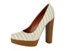 Missoni womens cream stripe chunky heel platform pumps 40 TM07