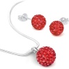 Swarovski Set Necklace Stud Earrings Stainless Steel, 8mm Earrings Swarovski Crystals Red Ball, 10mm Swarovski Red Ball Necklace