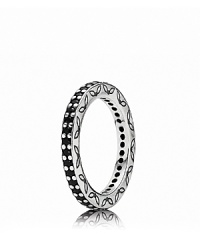 Dark, dramatic, and supremely stackable, PANDORA's black crystal eternity ring lends sophisticated style to your jewelry box. Dark, dramatic, and supremely stackable, PANDORA's black crystal eternity ring lends sophisticated style to your jewelry box.