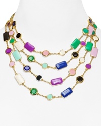 Get to the heart of the scatter with this tiled necklace from kate spade new york. It flaunts a bold vibe, with its gold chain and perfectly placed pops of color. Get to the heart of the scatter with this tiled necklace from kate spade new york. It flaunts a bold vibe, with its gold chain and perfectly placed pops of color.