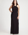 Fit for a goddess, this jersey maxi dress features a feminine, halter neckline. You will find the self-tie belt beyond flattering as it defines your waist.Halter necklinePull-on styleSelf-tie beltCord endsAbout 58 from shoulder to hem95% modal/5% elastaneHand washImported