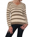 Women's Vince Double V-Neck L/S Cashmere Sweater in Buttermilk/Taupe