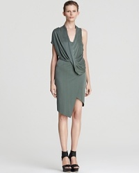 From coffee with clients to cocktails with friends, this Helmut Lang dress delivers. A practice in asymmetry, the silhouette appears to wrap across your bodice, draping at the front, but, in fact, the style is in the detail. Continue the modernity with chunky sandals and tough-luxe accents. From coffee with clients to cocktails with friends, this Helmut Lang dress delivers. A practice in asymmetry, the silhouette appears to wrap across your bodice, draping at the front, but, in fact, the style is in the detail. Continue the modernity with chunky sandals and tough-luxe accents.