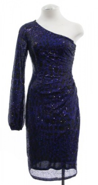 David Meister Cobalt Blue Sequined One Shoulder Cocktail Dress 2 David Meister Cobalt Blue Sequined One Shoulder Cocktail Dress 2