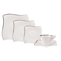 NewWave Premium is the latest generation. It is distinguished by the signature undulating geometric forms but is produced in bone china. For added definition, narrow brushstrokes of either gold or platinum edge the design along the perimeter of two adjoining sides. The end result is luxe style that will add glamour to any table. NewWave Premium is the latest generation. It is distinguished by the signature undulating geometric forms but is produced in bone china. For added definition, narrow brushstrokes of either gold or platinum edge the design along the perimeter of two adjoining sides. The end result is luxe style that will add glamour to any table.