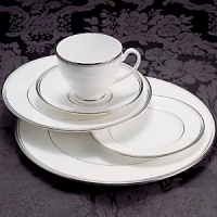 Double bands of shimmering platinum surround each piece of the Kilbarry Platinum pattern. This fine bone china is both understated and modern. Double bands of shimmering platinum surround each piece of the Kilbarry Platinum pattern. This fine bone china is both understated and modern.