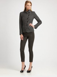 A touch of cashmere lends luxurious softness to this bi-color button-front design.Stand collarAsymmetrical button frontPatch pocketsButton cuffsFully linedAbout 23 from shoulder to hem95% wool/5% cashmereDry cleanMade in Italy of imported fabricModel shown is 5'10 (177cm) wearing US size 4. A touch of cashmere lends luxurious softness to this bi-color button-front design.Stand collarAsymmetrical button frontPatch pocketsButton cuffsFully linedAbout 23 from shoulder to hem95% wool/5% cashmereDry cleanMade in Italy of imported fabricModel shown is 5'10 (177cm) wearing US size 4.