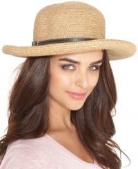 Roll into the warmer months with this retro-inspired roll brim hat from Nine West. Composed of packable straw for easy storage when jet-setting. Roll into the warmer months with this retro-inspired roll brim hat from Nine West. Composed of packable straw for easy storage when jet-setting.